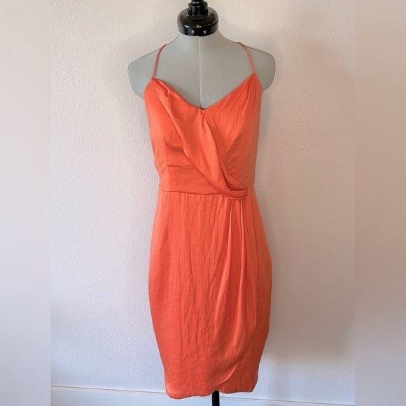 BANANA REPUBLIC Drape Front Silky Spaghetti Strap Midi Dress, Size 2 - Picture 1 of 14